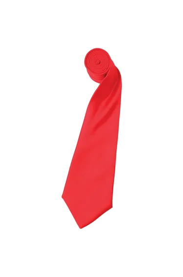 Premier Mens Plain Satin Tie (Narrow Blade) - Strawberry Red