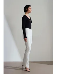Dilvin High-Waist Striped Pleated Flare Pants - 3