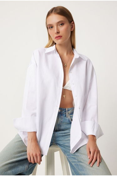 Women's White Oversize Basic Shirt