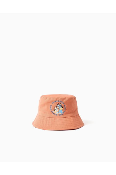 Twill Bucket Hat With Bluey Print For Babies And Children, Orange