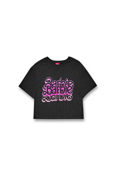 Barbie Womens/Ladies Logo Acid Wash Crop Top
