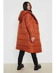 Maternity Wrap Duvet Coat - rust - 1