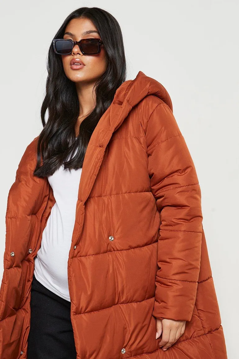 Maternity Wrap Duvet Coat - rust - 2