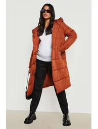 Maternity Wrap Duvet Coat - rust