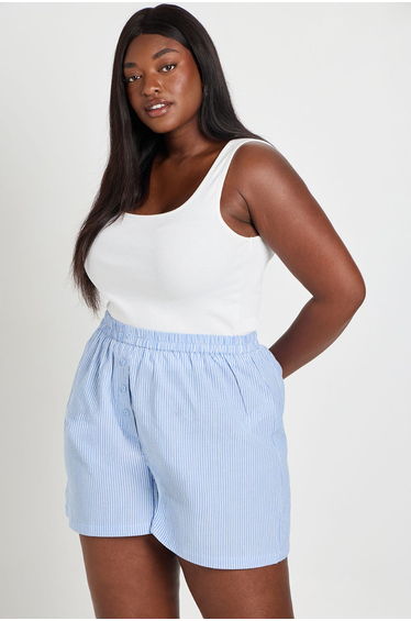 Plus Poplin Henley Short - blue