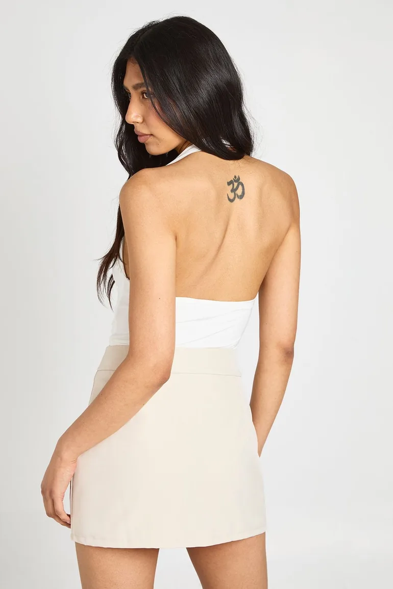 Tall Ruched Square Neck Halter Top - ivory - 1