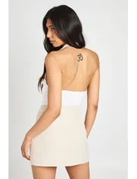 Tall Ruched Square Neck Halter Top - ivory - 1