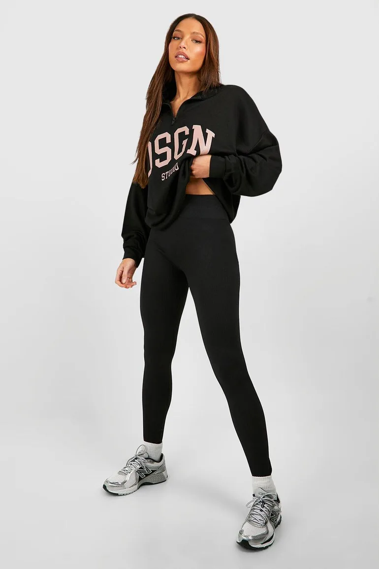 Tall Seamless Rib Legging - black