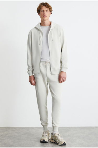 HANS Men's 3 Thread Elastic Leg Grey Sweatpants with Raised Inside