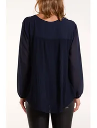 Chiffon V Neck Blouse - 2