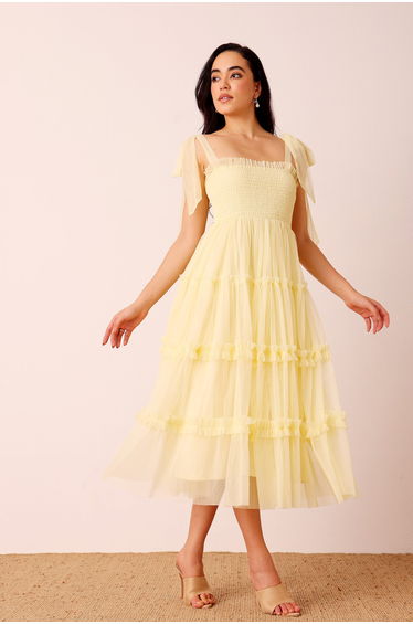 Louise Midi Dress in Buttercup