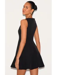 Black Woven Pleated Dress - 2