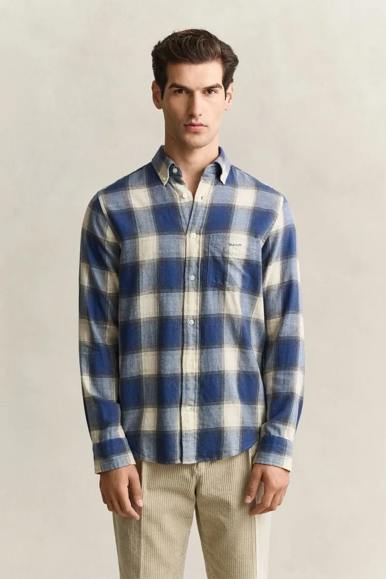 Reg Windblown Flannel Check Shirt Blue Horizon