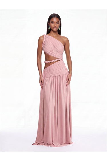 Givora One Shoulder Cutout Maxi Dress In Pink