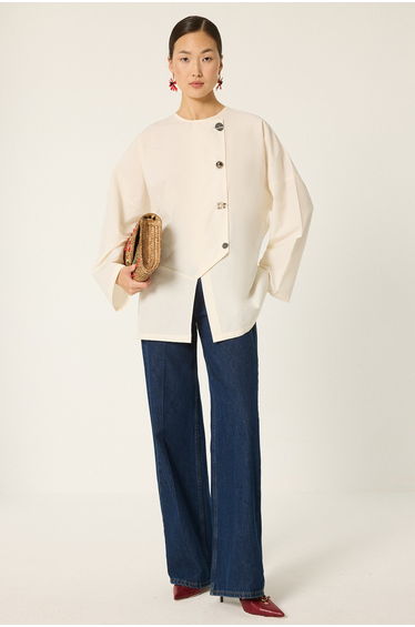 ASYMMETRIC BUTTON DETAIL SHIRT