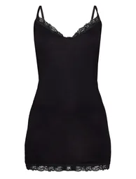 Black Jersey Lace Trim Nightie - 4