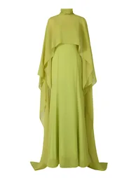 Slip Satin Maxi Dress With Chiffon Cape - 8