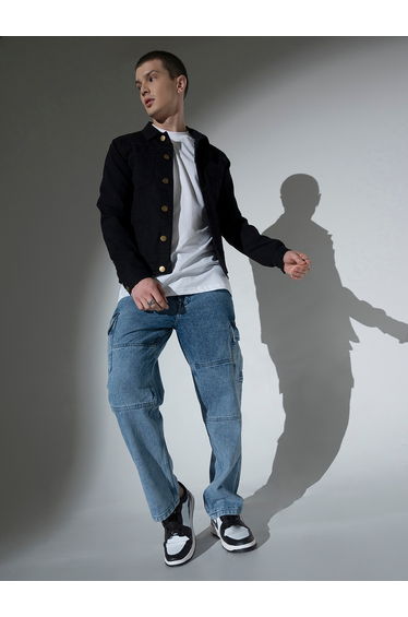 Mid Rise Regular Fit Jeans with Cargo Pockets