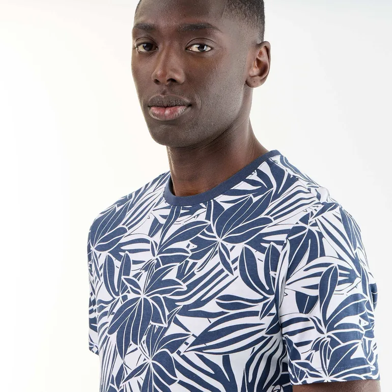 Short-sleeved graphic print T-shirt BLUE - 4