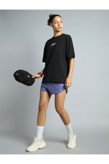 Women Black Oversized Back Graphic T-Shirt