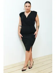Black Button Detailed Knitted Skirt - 6