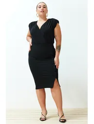 Black Button Detailed Knitted Skirt - 3