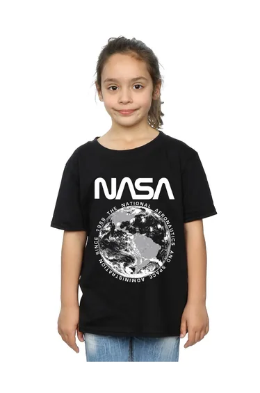NASA Girls Planet Earth Cotton T-Shirt - Black