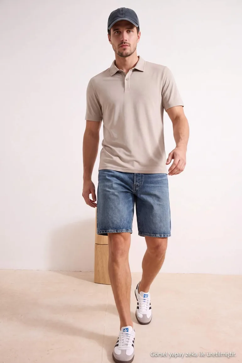 Gray Regular/Normal Cut Modal Content Polo Neck T-Shirt
