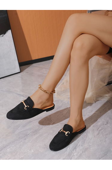 Metal Accent Slip On Mules