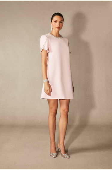 Isabelle Crystal Embellished Short Sleeve Mini Dress