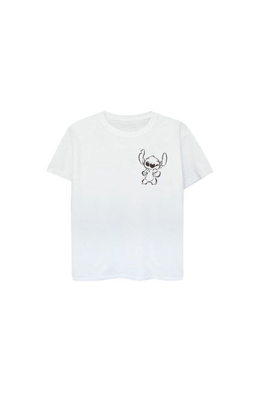 Lilo & Stitch Girls Wink Cotton T-Shirt - White