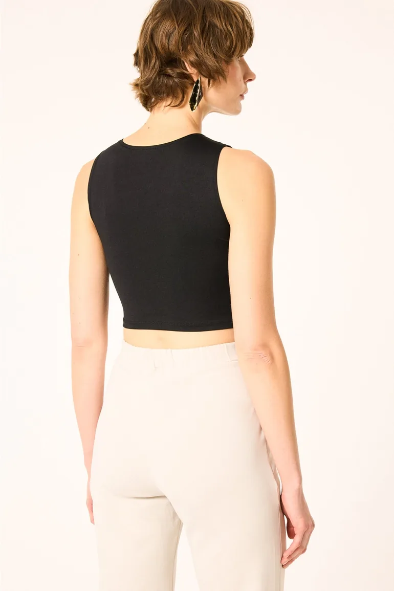 Sleeveless Crop Top - 1