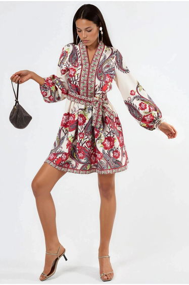 MSN Patterned A-line Mini Dress