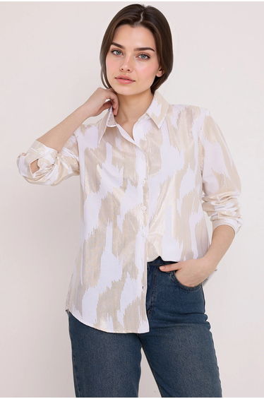 BDART Printed Crepe Shirt with Pompom Details