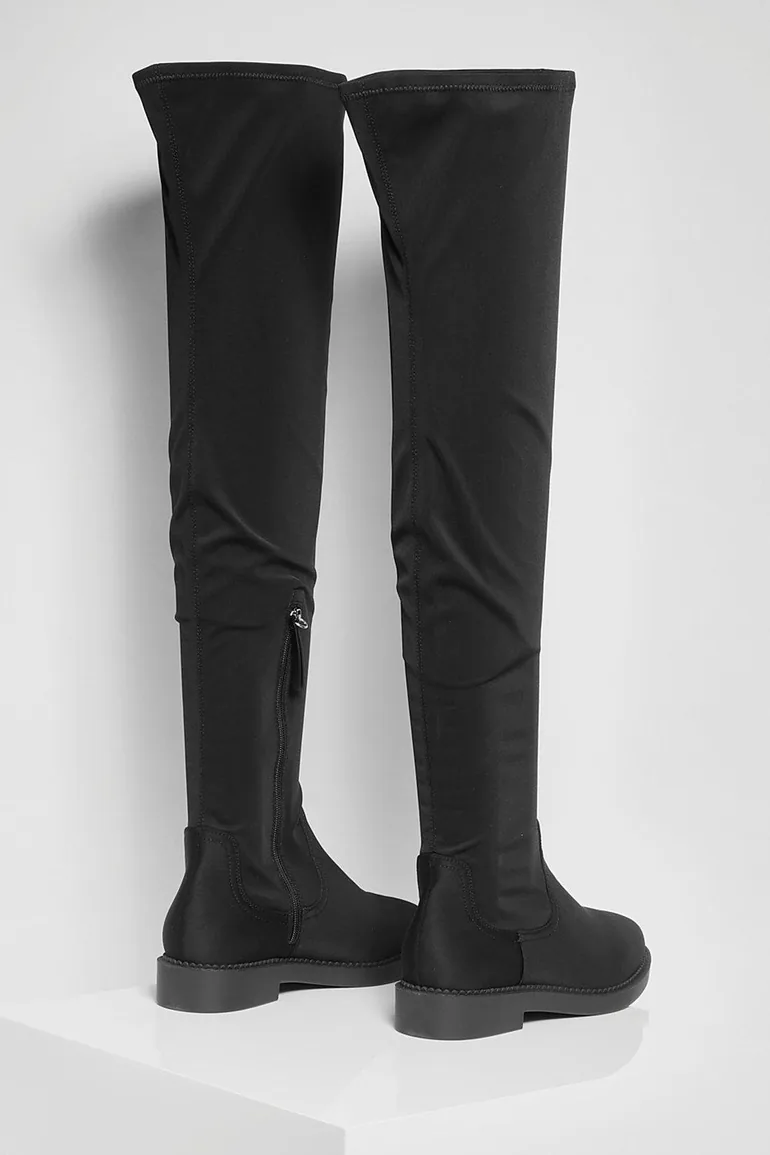 Wide Fit Flat Stretch Over The Knee Boot - black - 3