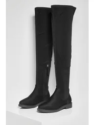 Wide Fit Flat Stretch Over The Knee Boot - black - 2
