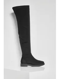 Wide Fit Flat Stretch Over The Knee Boot - black - 1