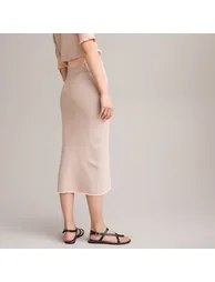 Cotton Crochet Tube Skirt in Striped Knit - 2