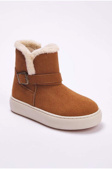 Tan Flat Sole Big Girl Kids Boots