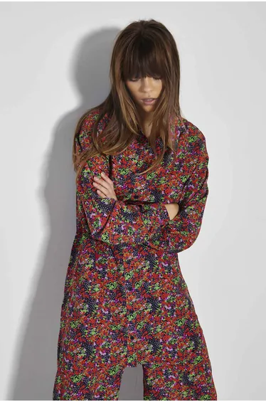 Glamorous Care Purple Orange Ditsy Oversized Shirt