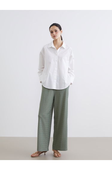 Textured Wide-Leg Trousers with an Elasticated Waist.