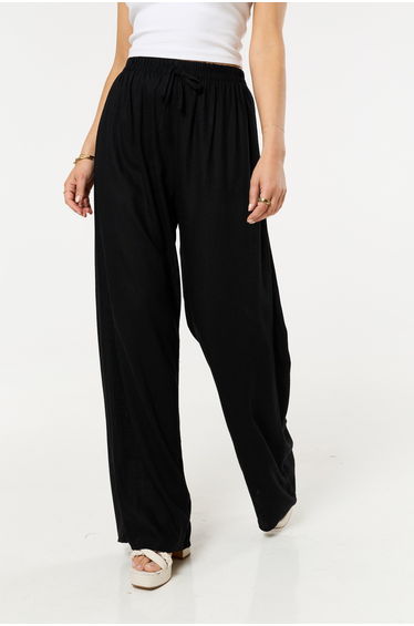 Black Linen Relaxed Fit Trousers