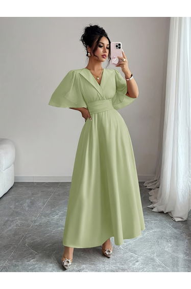 Women's solid color V-neck dress