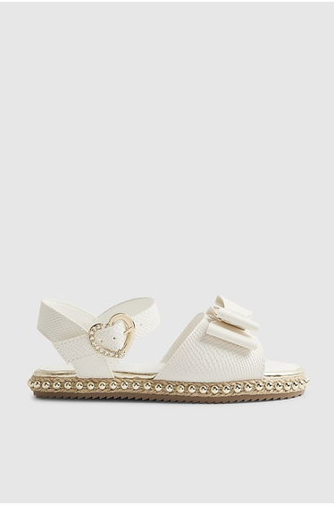Girls White Snake Bow Espadrille Sandals
