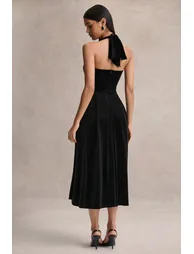 Esmeray | Black Velvet Sweetheart-Neck Dress - 1