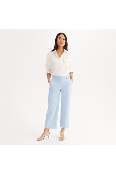 Straight Ankle Grazer Trousers in Stretch Cotton