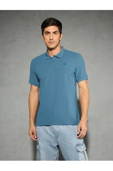 تيشيرت تيكنو سبورت أزرق بأكمام قصيرة