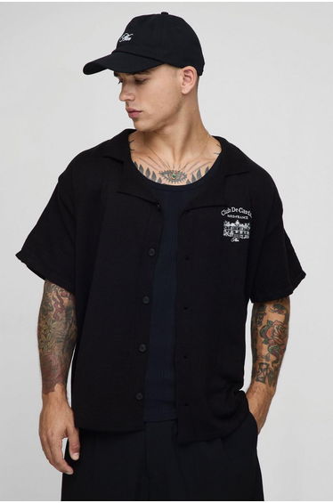 Boxy Resort Embroidered Knitted Shirt