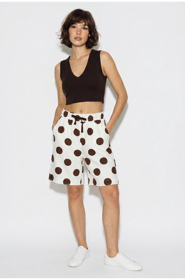 LUCCI High-Waist Wide-Leg Cotton Gabardine Shorts