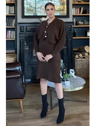 Coffee Brown Knit Two-Piece Set